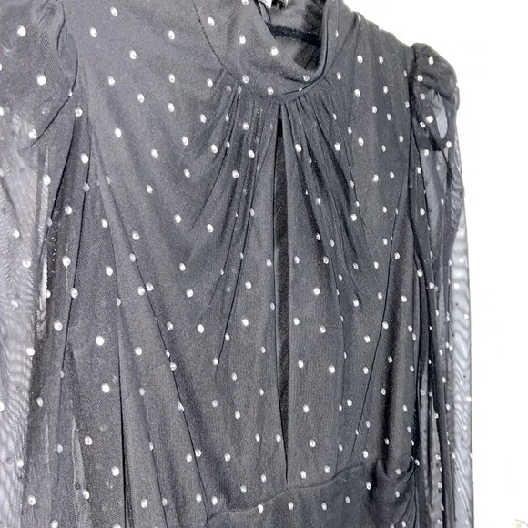 NWT 2025 Sample Mac Duggal 2141 - Long Sleeve High Neck Ruched Knee Length Dress